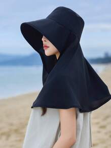 1pc Women's Wide-Brimmed Sun Hat With Face Cover, Neck Protection, Suitable For Outdoor, Travel, Shopping, Made For Spring - Multicolor - View 12