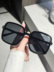 1 副方形加大码黑色沙滩太阳镜，时尚防紫外线波西米亚风格，适合海滩度假和日常佩戴 - 彩色 - 查看 2