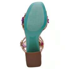 Betsey Johnson Blare Floral Applique Block Heel Sandals |  | Women Heeled Sandals - 彩色 - 查看 2