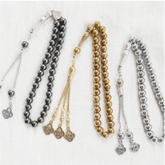 1 件 33 件 8 毫米黑玛瑙念珠伊斯兰 Tasbih Misbaha 手链，土耳其风格