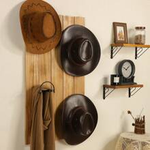 Último set de 4 soportes de sombrero de hierro negro montados en la pared, ganchos para sombreros vaqueros para almacenamiento y exhibición en armario, dormitorio, sala de estar, organización y decoración del hogar, ideal para decoraciones de Halloween y Navidad - Negro - Ver 8