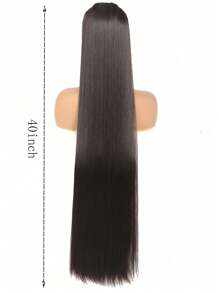 黑棕色超长直发接发，20-40 英寸 5 夹合成接发耐热假发，适合女性农历新年、音乐节、派对、角色扮演、节日和日常使用 - Black-brown - 查看 3