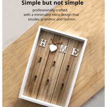 Wooden & Metal Key Holder Hook Board, Home Wall Decor, Living Room Entryway Storage Rack, Wall-Mounted Key Organizer, Jewelry Box, European Style Key Bag & Clothes Hook Storage Rack, Home Decor - Multicolor - View 6