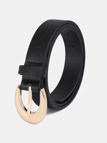 1pc Solid Color Casual PU (Polyurethane) Decorative Belt For Women, Suitable For Everyday Wear - A - View 3