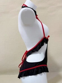 2pcs Women's Sexy Lingerie Halloween Naughty Maid Nurse Cosplay Costume Lingerie Nightclub