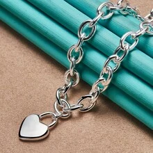 Silver Plating Heart Pendant 18 Inch Chain Necklace For Women Wedding Engagement Party Fashion Charm Jewelry