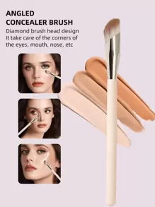 1pc Soft Black Makeup Brush Set - Foundation, Concealer, Detailed, BB Cream, Primer, Covers Dark Circles, Puffiness, Acne Scars, Freckles, Portable Cosmetic Brushes