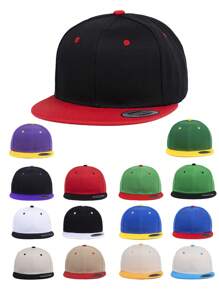 1件裝 男士可調節雙色純色棒球帽 Snapback 棒球賽事款 籃球帽 秋季運動風 美式精神 90年代穿搭 - 純色 - 查看 1