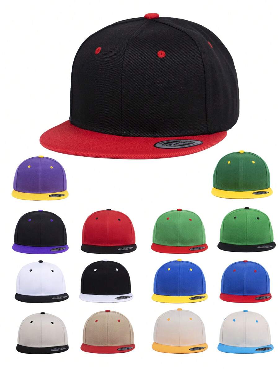 1件裝 男士可調節雙色純色棒球帽 Snapback 棒球賽事款 籃球帽 秋季運動風 美式精神 90年代穿搭 - 純色 - 查看 1