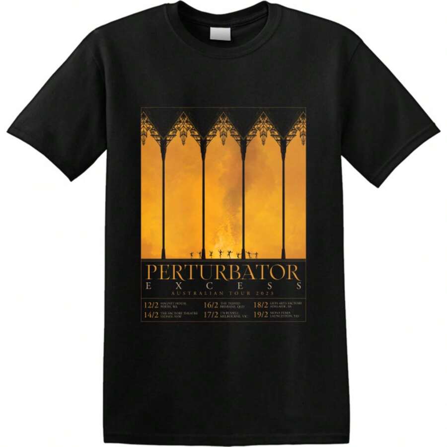 PERTURBATOR - 'Excess Australian Tour' T-Shirt - Black - View 1