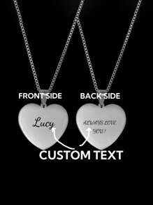 Colar com Pingente em Forma de Coração de Aço Inoxidável com Gravação de Texto Personalizado. Joia de Amor, Presente da Mãe para Homens, Mulheres e Casais, Dourado, Elegante, Colorido, Vintage, Simples, Unissex, Casual, Fofo, Personalizado, Único, Presente Ideal para Ele, Presente Ideal para Ela, Ela, Namorado, Namorada, Pai, Mãe, Família, Amigos, para Aniversários, para Formatura, para Baile de Formatura, para Festa, Joia