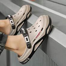 New Fashionable Men's Sandals, Comfortable And Casual EVA Hole Garden Shoes, Outdoor Beach Sandals For Men, Unisex Indoor Slippers - 卡其色 - 查看 7