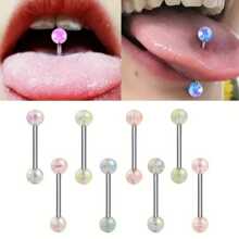 8 件彩色杠铃亚克力舌环套装简约不锈钢身体穿孔首饰套装