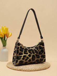 动物印花手提包，女士时尚单肩包/腋下包，百搭法棍包 - 彩色 - 查看 3