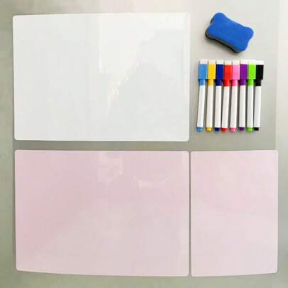 Refrigerator Sticker Set Whiteboard Stickers Magnetic Soft Whiteboard Small Size A5 Pink Refrigerator Magnet Large Size A3 A4 Erasable Leaving A Message Writing Board White Magnetic Stickers Magnetic Whiteboard Pen Eraser