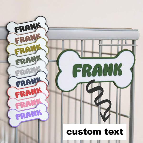Personalised Dog Bone Crate Hook-On Tag With Custom Pet Name, Dog Name, Dog Crate And Kennel Label, Gift For Dog Lover, Pet Gift, Puppy Name