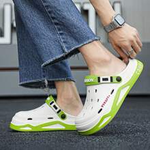 New Fashionable Men's Sandals, Comfortable And Casual EVA Hole Garden Shoes, Outdoor Beach Sandals For Men, Unisex Indoor Slippers - 卡其色 - 查看 5
