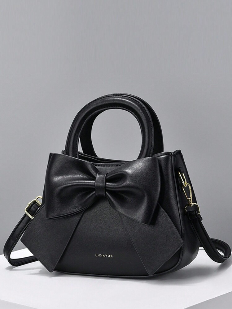 단색 여성 핸드백, 우아한 리본 장식 토트백, 학생, 선생님, 직장 여성에게 적합한 클래식 숄더백, 조절 가능한 스트랩 - 매우 스타일리시, 최고의 어머니 날 선물