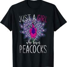 Just A Girl Who Loves Peacocks Zoo Animal Bird Women Peacock T-Shirt - 黑色 - 查看 1