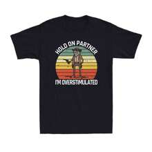 Hold On Partner I'm Overstimulated Western Cowboy Frog Vintage 's T-Shirt - 黑色 - 查看 1
