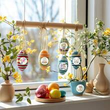 500 Pegatinas/Pegatinas de dibujos de Pascua, etiquetas redondas de papel con conejitos y polluelos felices, Fiesta de Pascua y Primavera - Multicolor - Ver 3