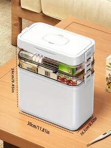 1pc Multifunctional Large Capacity Layered Portable Pill Box Organizer With Handle, Water-Resistant Transparent Medication Storage Box, Ideal For Home And Travel, Christmas Gift Collection