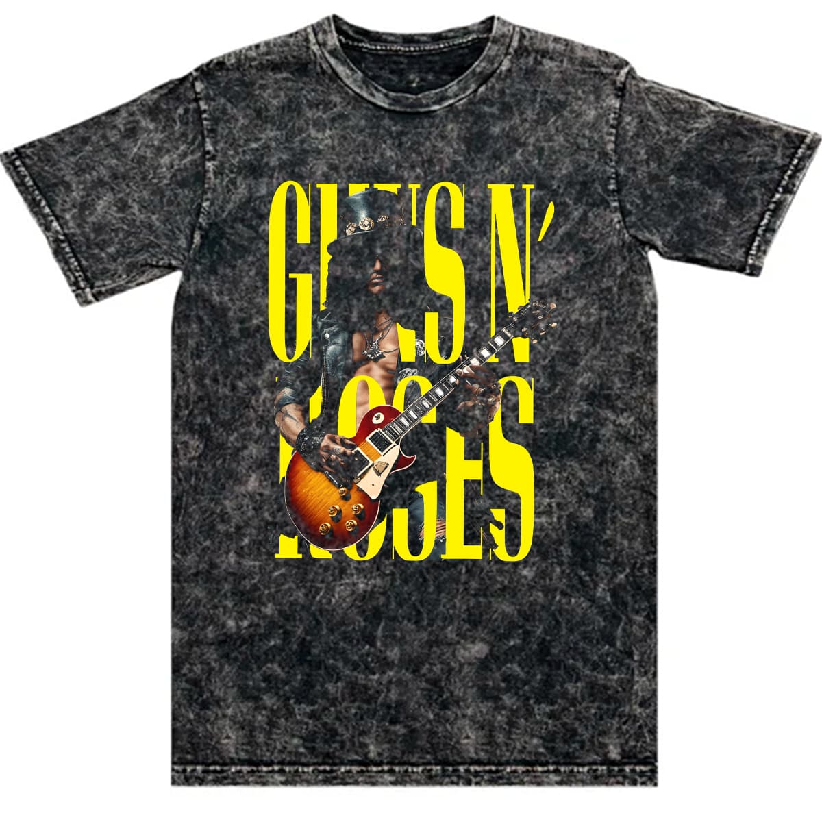 Playera Bandas de Rock Legendarias efecto deslavado moda urbana - Amarillo - Ver 1