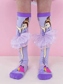 A Pair Of Knee-High Socks – Colorful Dress-Up Socks For Kids , Fun Crazy Sock Day Gift.They Are The Perfect Choice For Parties, Valentine's Day,Easter,Costume Events, Outdoor Activities, Vacations, Home Lounging, Everyday Outfits, And Holiday Gifts. - Purple - View 5