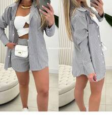 Striped Set, - Black and White - View 2