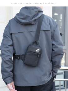 新款男士胸包/单肩包/斜挎包时尚防水皮革薄膜包黑色/蓝色背包多功能户外运动手机包零钱包适合男朋友和爸爸的必备物品，圣诞礼物背包 - 彩色 - 查看 5