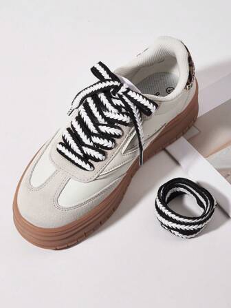 1 对 120 厘米黑白时尚耐用小麦风格编织鞋带 - 编织纤维鞋带适用于运动鞋、靴子和溜冰鞋，时尚鞋履配饰