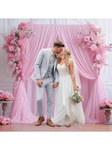 1 pieza Cortina de gasa blanca y rosa de 3 m de largo / 1,5 m de ancho con fondo de tul, cortina de gasa transparente, utilizada para fondo de escenario, fotografía al aire libre, fiesta festiva, fiesta de boda, decoración del hogar (múltiples opciones de color)