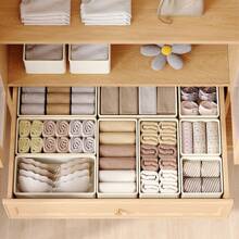 1PC 衣物收纳盒、内衣收纳盒、衣服袜子收纳盒、内衣收纳盒、可折叠收纳盒、衣物分隔收纳盒、可水洗分类收纳盒、抽屉收纳盒、织物收纳、一键取货、干净整洁、便捷收纳盒、内衣收纳盒、橱柜衣柜收纳盒。卧室、收纳盒、家居收纳、女士白色 T 恤、女士黑色裤子、女士冬装、连衣裙、