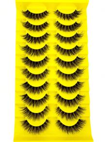 10 Pairs False Eyelashes Clear Band Russian Strip Lashes D Curl Wispy Natural Look 16mm Curly Faux Mink Lashes Like Eyelash Extension Fluffy Transparent Band Cat Eye Look Fake Tail Elongated Eyelashes Pack Strip Lashes, Lashes, Eyelashes, Fake Lashes - Black - View 3