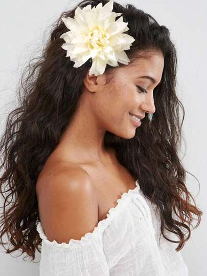 1个波西米亚风人造花发夹，适合夏季度假、海滩、摄影、服装配饰、发爪夹、发卡、上学用品、女士度假装扮、发饰、头部配饰、发夹