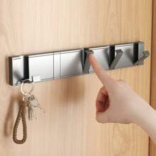 Gebohrte unsichtbare Haken, die an der Badezimmerwand aufgehängt werden können. Sie können auch als Kleiderbügel nach dem Durchgang durch die Tür verwendet werden, eignen sich zum Aufstellen auf der Veranda und können auch als faltbarer Mantelhaken im Schlafzimmer verwendet werden. - Verschiedenfarbig - Übersicht 4