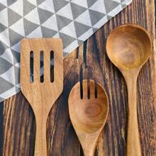 Utensilios de cocina de madera de alta gama, espátulas y cucharas resistentes al calor, adecuados para sartenes antiadherentes y cucharas y tenedores para ensalada