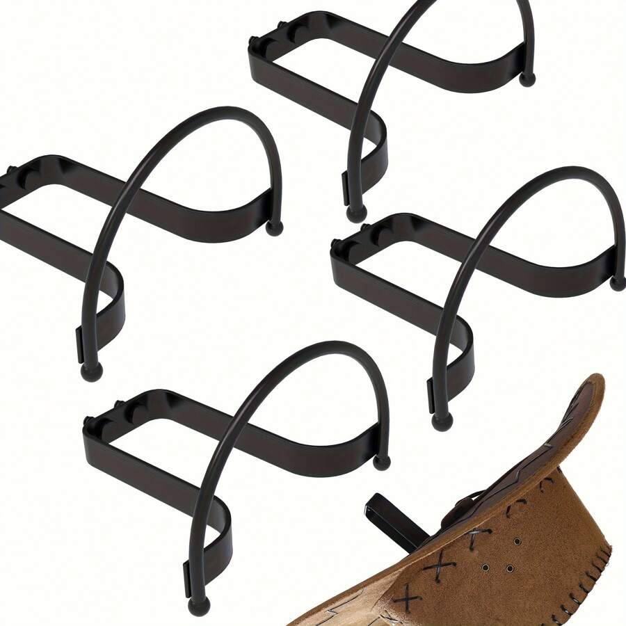 Último set de 4 soportes de sombrero de hierro negro montados en la pared, ganchos para sombreros vaqueros para almacenamiento y exhibición en armario, dormitorio, sala de estar, organización y decoración del hogar, ideal para decoraciones de Halloween y Navidad - Negro - Ver 1