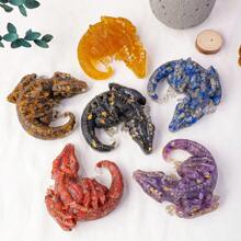 1 pieza Estatua de piedra de cristal natural Wolong, figura decorativa de dragón de Reiki, amuleto de Feng Shui para decoración del hogar y la oficina
