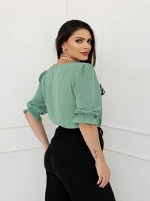 Smile Fashion   blusa feminina manga curta tecido duna