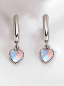 Pure Silver Romantic And Colorful Love Earrings Female Fashionable All -Hearted Moonlite -Ear Ear Jewelry Valentine's Day Gift - Heart Earrings - View 4