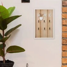 Wooden & Metal Key Holder Hook Board, Home Wall Decor, Living Room Entryway Storage Rack, Wall-Mounted Key Organizer, Jewelry Box, European Style Key Bag & Clothes Hook Storage Rack, Home Decor - Multicolor - View 10