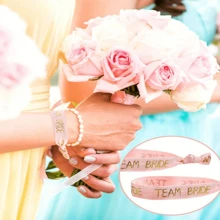 10 peças pulseiras de despedida de solteira de noiva, 1 peça branca de noiva + 9 peças rosa de noiva, acessórios de decoração de noiva, suprimentos para festa de casamento e chá de panela