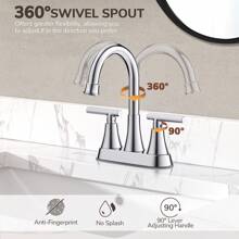 THE Bathroom Faucets 4 Inch Matte Black Bathroom Sink Faucet, Stainless Steel Lead-Free 2-Handle Centerset Faucet With Pop-Up Drain And 2 Supply Hoses Fits 2 Or 3-Hole Sink