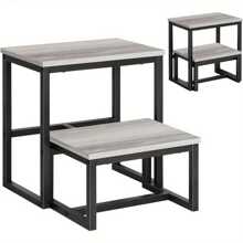 Heavy Duty 2-Step Stool With Push-Pull Stirrups, Non-Slip Footstool Wooden Stool For Toilet Bathroom Kitchen Bedroom Living, Supports Up To 500lb Grey - Rose Gold - View 1