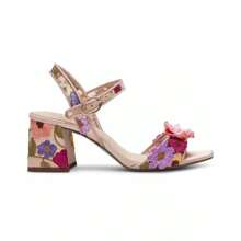 Betsey Johnson Blare Floral Applique Block Heel Sandals |  | Women Heeled Sandals - 彩色 - 查看 1