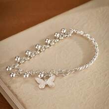 New Butterfly Sterling Silver Bracelet Female Small Ball Simple Versatile Bracelet Valentine's Day Jewelry Gift