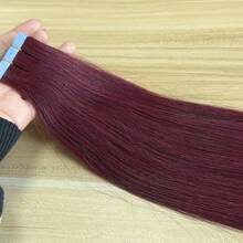 16-26inch  #99 Burgundy Red Hair Remy Human Hair Extension Straight Thick Tape In Black Hair Extensions Seamless Skin Weft Tape Hair Extensions For Women (20pcs/Package  50g) - S99JA - 查看 3