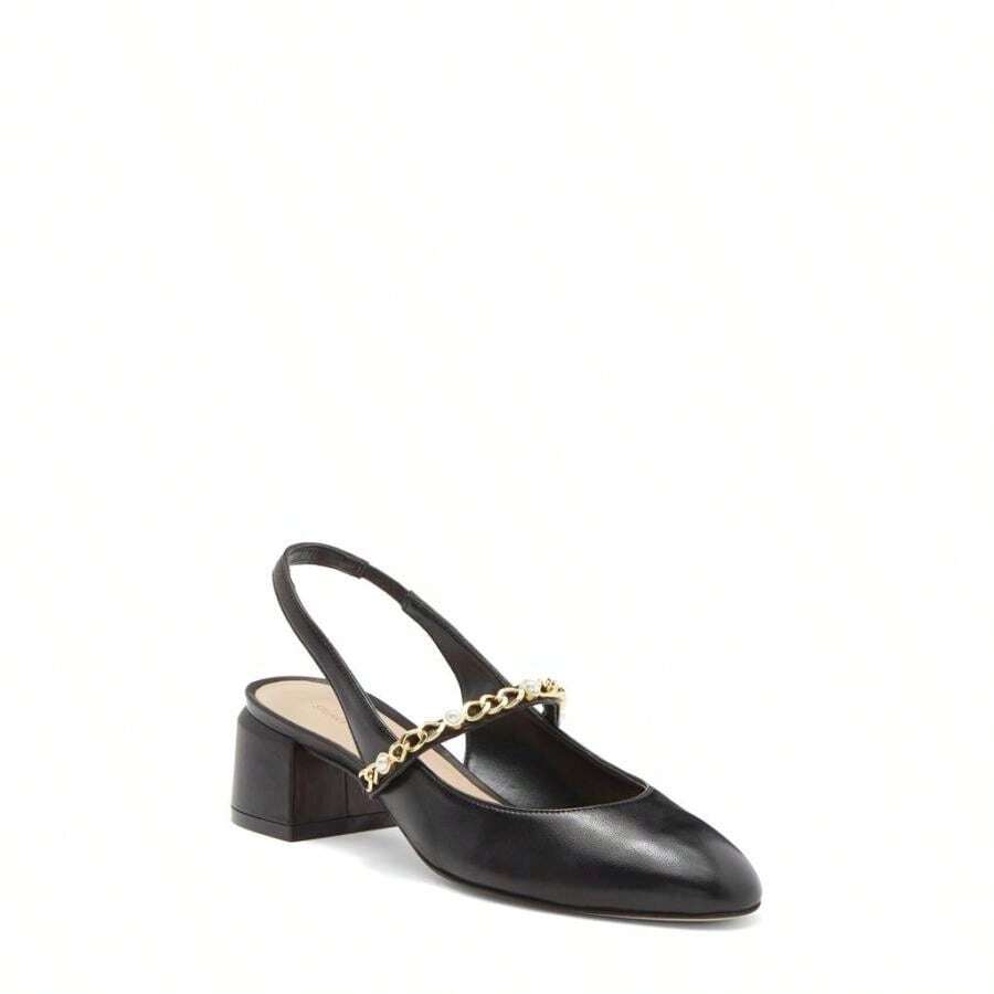 Stuart Weitzman Pearl Chain Slingback Strap | Fall Fashion | Women Pumps - Black - View 1