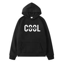 COOL Letter Printed Hoodie Men's Clothing Women's Sweat-Shirt Sweatshirt New In Hoodies & Sweatshirts Men's Winter Sweater - Black - View 1